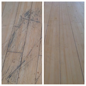 before and after wood floor cleaning